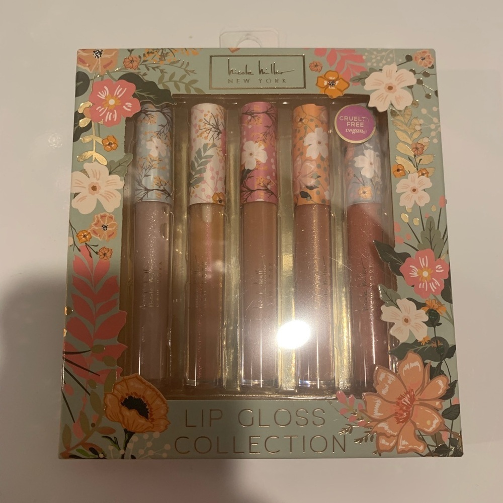 Nicole Miller Floral Lip Gloss Set - Neutral Pink & Peach Tones